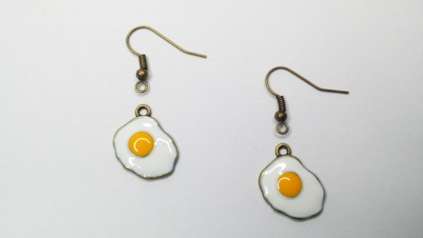 Spiegelei Ohrringe Ei egg bronzefarben